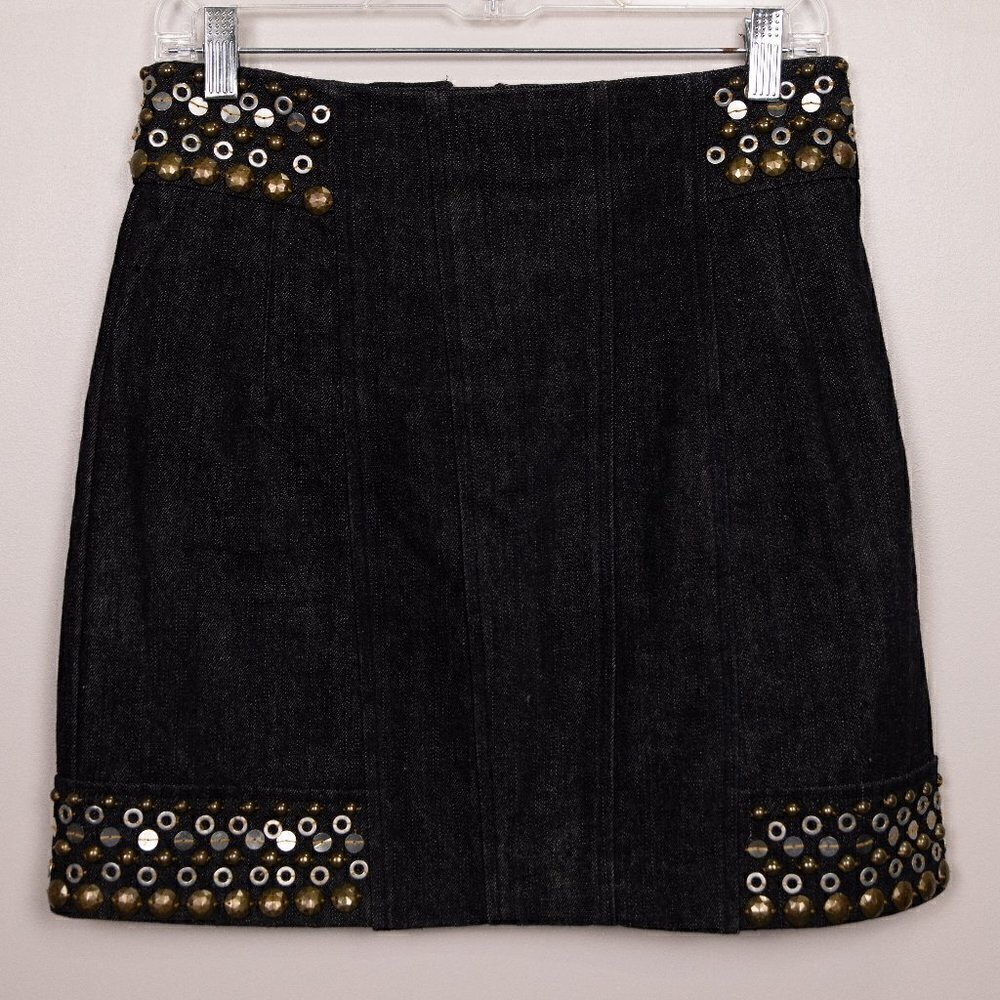 Nanette Lepore Magic Club studded denim mini skirt-4